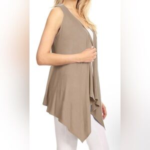 Vest Taupe Color with Asymmetrical Hem and Lightweight. Sz.Sm. EUC. Retails $21